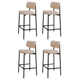 Banqueta Alta Bar Estofada Kit 4 Ella M25 Linho Areia - Mpozenato