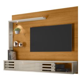 Painel TV 50 Pol e Bancada Suspensa Keren Z10 Off/Cinamomo - Mpozenato