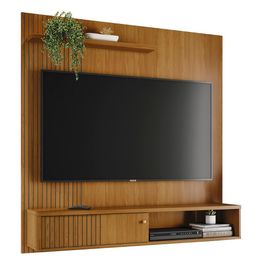 Painel TV 65 Pol e Bancada Suspensa Neris Z10 Cumaru - Mpozenato