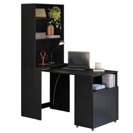 Estante Escrivaninha Com Mesa Bancada Retrátil Salt Preto Z06 - Mpozenato