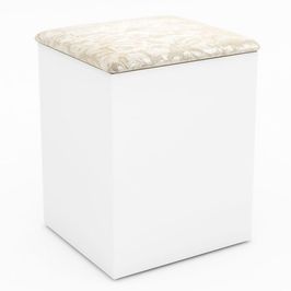 Puff Baú PU2050 Branco/Floral Pérola - Tecno Mobili