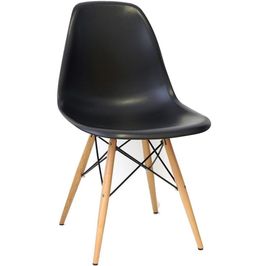 Cadeira Eiffel Charles Eames Preta F01 com Base de Madeira DSW - Mpozenato