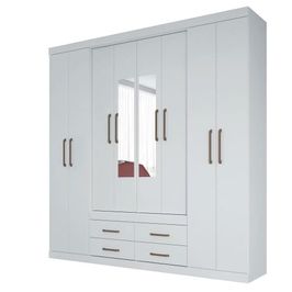 Guarda Roupa Casal Com Espelho 8 Portas 4 Gavetas Nápoles 8.4 Branco - Santos Andirá