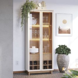 Cristaleira Colibri Guanabara Com 2 Portas E 1 Gaveta | Freijo/Off White
