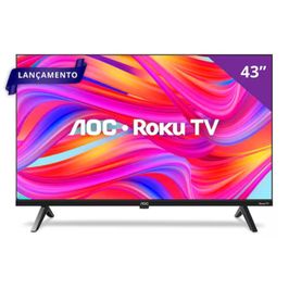 Smart TV AOC Roku 43" Dled HD Dolby Audio 43S5045/78G | Preto (Bivolt)