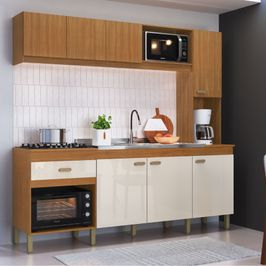 Cozinha Indekes Dubai 7 Portas 1 Gaveta Sem Tampo | Freijo/Off White