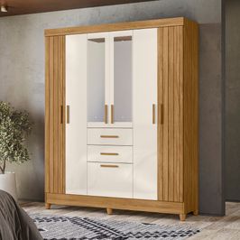 Guarda Roupa Moval Malta 7 Portas 2 Gavetas | Freijo/Off White