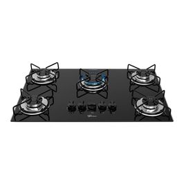 Cooktop a Gás 5 Bocas Fit Line Trempe Esmaltada Aramado Fischer Preto / Bivolt