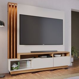 Home Colibri Humaitá com 2 Portas para TV até 65” | Off White Matte/Freijo