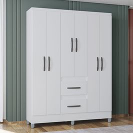 Guarda Roupa Poquema Capri 6 Portas 2 Gavetas | Branco