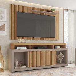 Rack Caemmun New Oscar Com Painel 1,8 Metros para TV até 65” | Buriti/Fendi