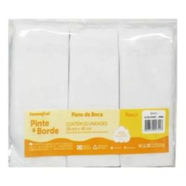 Kit Toalha De Boca Bebê Pinte & Borde Branco Incofral Pacote C/ 3 Unidades