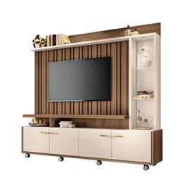 Home Theater Decorativo Perseu TV até 60 Polegadas com LED Castanho/Off White  G26 - Gran Belo