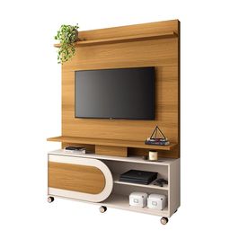 Home Theater Decorativo Globo c/Rodízios para TV até 55 Polegadas Cinamomo/Off White G26 - Gran Belo