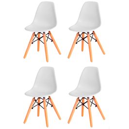 Kit com 4 Cadeira Flórida Kids Com Assento em Polipropileno e Base Madeira Fratini Branco