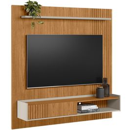 Painel para TV 65 Pol com Bancada Suspensa 160cm Brooklin L05 Nature Off White - Lyam Decor