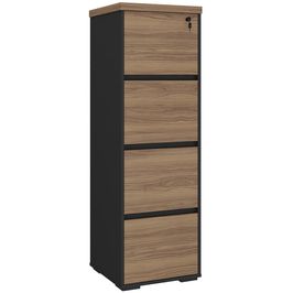 Armário Para Escritório Arquivo 04 Gavetas com Chave Unik A02 Nogal Preto - Lyam Decor