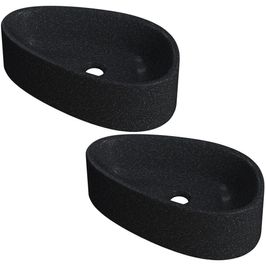 Kit 02 Cubas de Apoio Gota Para Banheiro Lavabo C01 BG43W Preto Granit Matte  - Lyam