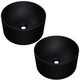 Kit 02 Cubas de Apoio Redonda Para Banheiro Lavabo C01 BL30W Preto Matte Fosca  - Lyam