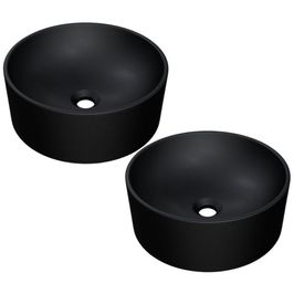 Kit 02 Cubas de Apoio Redonda Para Banheiro Lavabo C01 BL34W Preto Matte Fosca  - Lyam