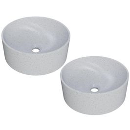 Kit 02 Cubas de Apoio Redonda Para Banheiro Lavabo C01 BL34W Branco Granit Matte  - Lyam
