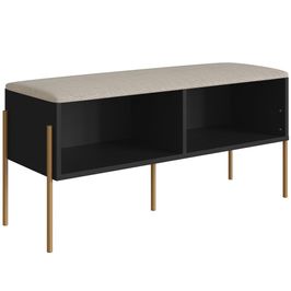 Sapateira Banco Hall De Entrada Industrial Indy A03 Nero Dourado - Lyam Decor
