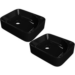 Kit 02 Cubas de Apoio Retangular Para Banheiro Lavabo Cross C01 RO36W Preto - Lyam