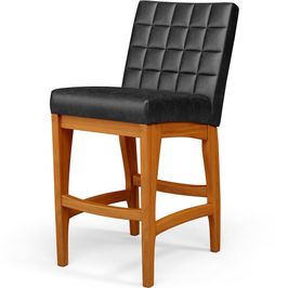 Banqueta Baixa Para Cozinha Bancada Bar Sala De Jantar Fixa Mila L02 Couríssimo Preto - Lyam Decor