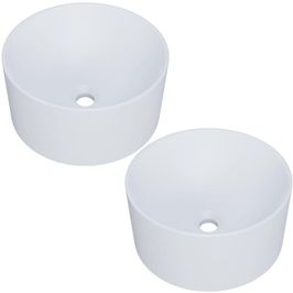 Kit 02 Cubas de Apoio Redonda Para Banheiro Lavabo C01 BL30W Branca Matte Fosca  - Lyam