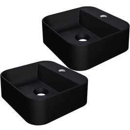 Kit 02 Cubas de Apoio Quadrada Para Banheiro Lavabo C01 QA31W Preto Matte Fosca - Lyam