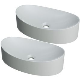 Kit 02 Cubas de Apoio Canoa Para Banheiro Lavabo C01 BC47W Cinza Matte Fosca - Lyam