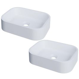 Kit 02 Cubas de Apoio Retangular Para Banheiro Lavabo C01 BR37W Branca Matte Fosca  - Lyam