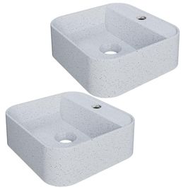 Kit 02 Cubas de Apoio Quadrada Para Banheiro Lavabo C01 QA31W Branco Granit - Lyam