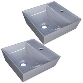 Kit 02 Cubas de Apoio Angular Quadrada Para Banheiro Lavabo Volcano C01 AQ33W Cinza - Lyam