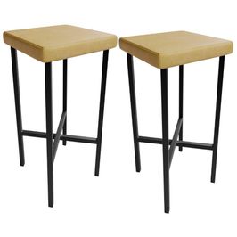 Kit 02 Banquetas Alta Bar Cozinha Sala De Jantar Preto Stella L02 Couríssimo Fendi - Lyam Decor