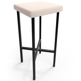 Banqueta Alta Bar Cozinha Sala De Jantar Preto Stella L02 Suede Bege - Lyam Decor