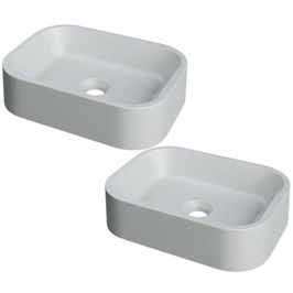 Kit 02 Cubas de Apoio Retangular Para Banheiro Lavabo C01 BR37W Cinza Matte Fosca  - Lyam