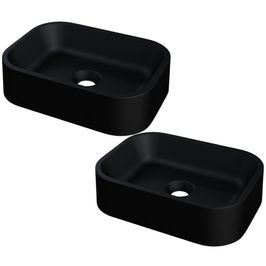 Kit 02 Cubas de Apoio Retangular Para Banheiro Lavabo C01 BR37W Preto Matte Fosca  - Lyam