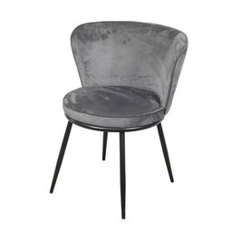 Cadeira OR-4407 Espuma Revestida em Veludo e Base de Aço Pintado Preto OR Design Cinza