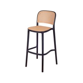 Banqueta OR-6670 em PP Simulando Palha no Assento e no Encosto OR Design Preto