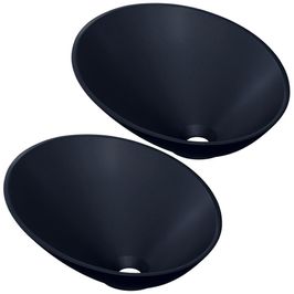Kit 02 Cubas de Apoio Meia Lua Para Banheiro Lavabo C01 BM38W Preto Matte Fosca - Lyam
