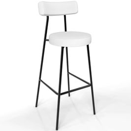 Banqueta Alta Bar Cozinha Sala De Jantar Estrutura Em Aço Milão L02 Facto Branco - Lyam Decor