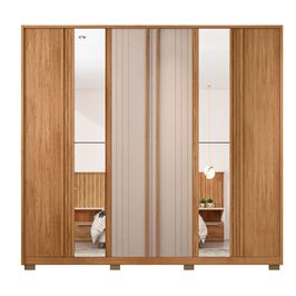 Guarda Roupa Casal Mozart Lux Com Espelhos 6 Portas 4 Gavetas Caemmun Branco Fosco