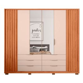 Guarda Roupa Casal Maximus Lux com Espelhos 6 Portas 6 Gavetas Caemmun Freijo/off white