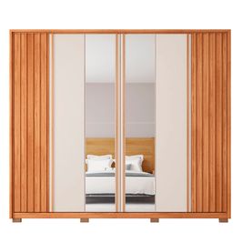 Guarda Roupa Casal Apollo Lux com Espelhos 6 Portas 4 Gavetas Caemmun Branco Fosco