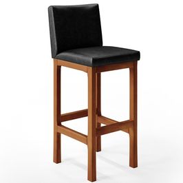 Banqueta Alta Para Cozinha Sala De Jantar Fixa Alya L02 Couríssimo Preto - Lyam Decor