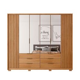 Guarda Roupa Casal Maximus Double Lux com Espelhos 6 Portas 6 Gavetas Caemmun Buriti