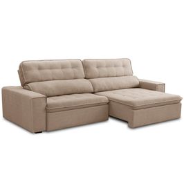 Sofá Retrátil Reclinável Para Sala 3 Lugares 250cm Haus F04 Bouclê Bege - Lyam Decor