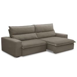 Sofá Retrátil Reclinável Para Sala 3 Lugares 250cm Senzi F04 Veludo Marrom Claro - Lyam Decor