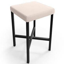 Banqueta Baixa Bar Cozinha Sala De Jantar Preto Stella L02 Suede Bege - Lyam Decor